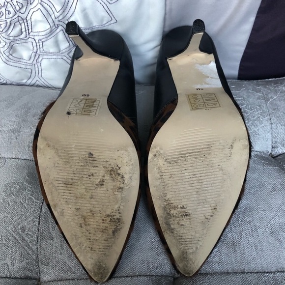 Le Chateau Black Leather Animal Print Pony Hair High Heel Size 6 - Picture 4 of 12